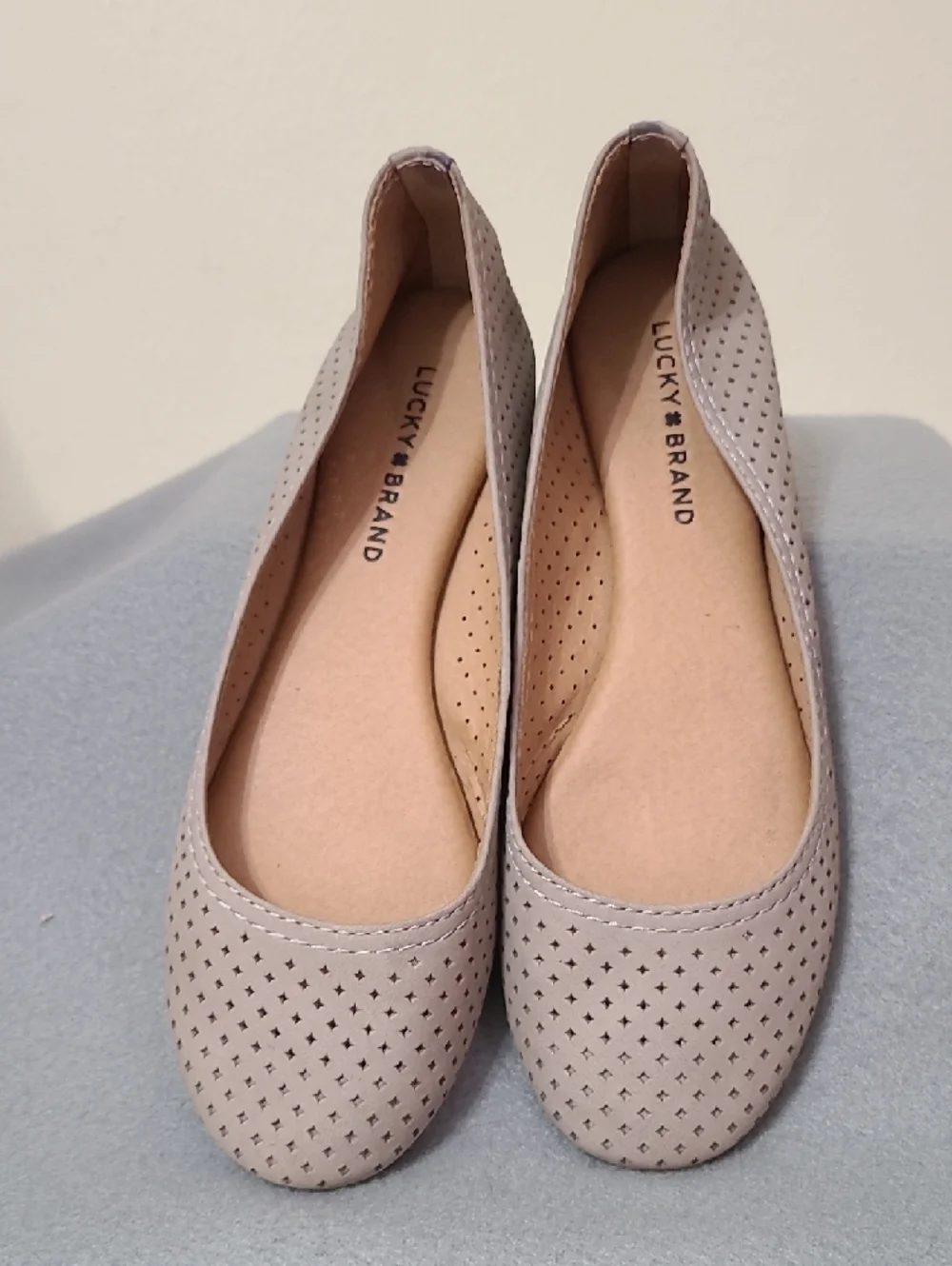 Lucky Brand Taupe Perforated Leather Ballet Flats - Size 9M